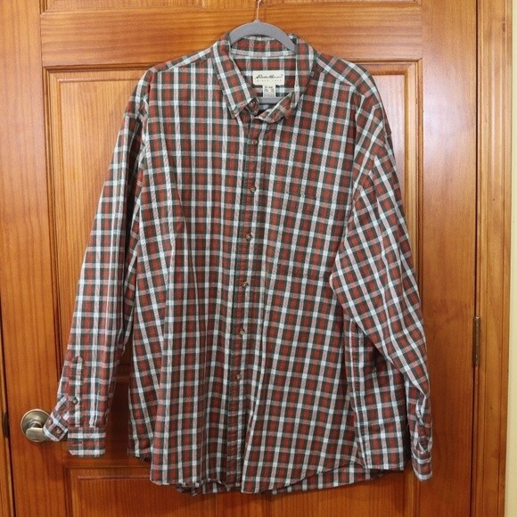 Eddie Bauer Mens Christmas Plaid Red & Green 100% Cotton Button Up Shirt XXL - Picture 2 of 13